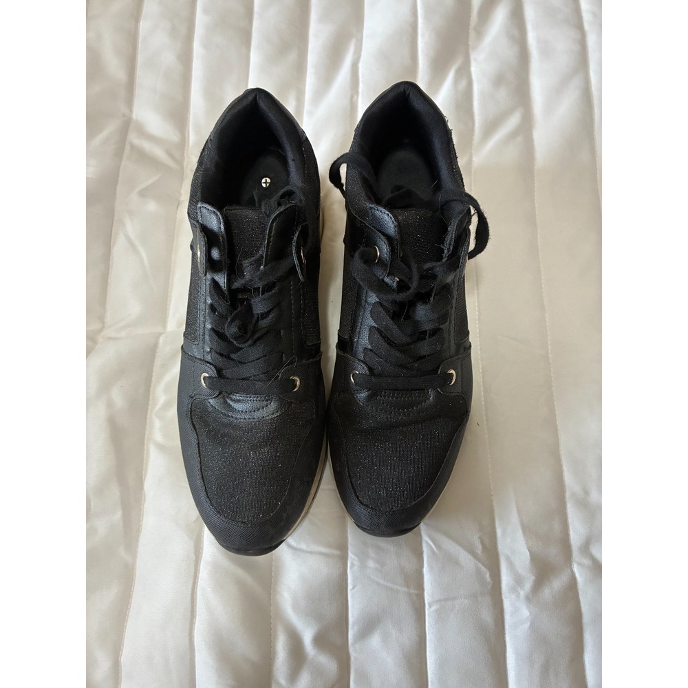Aldo Black with Sparkly inserts Wedge Sneakers Women's Size 11